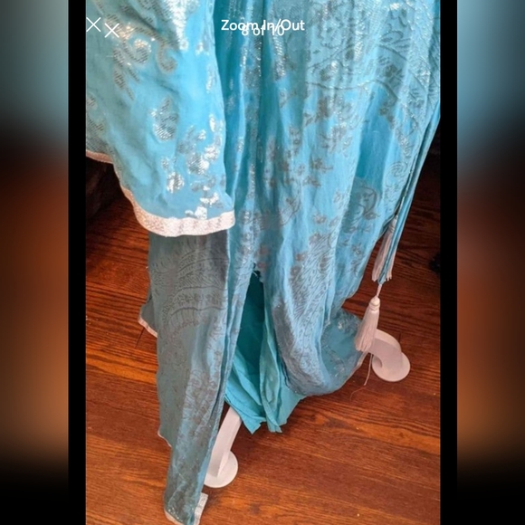 Excellent condition Soft Surroundings Size large teal and silver Hippie Dress - Picture 11 of 13